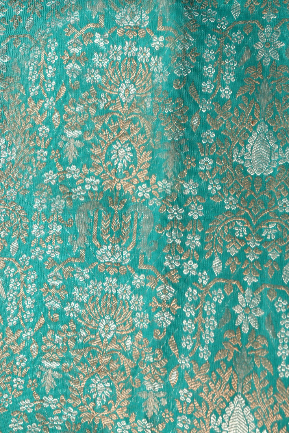 Image of Kanchipuram Silk Brocade Teal Green Saree